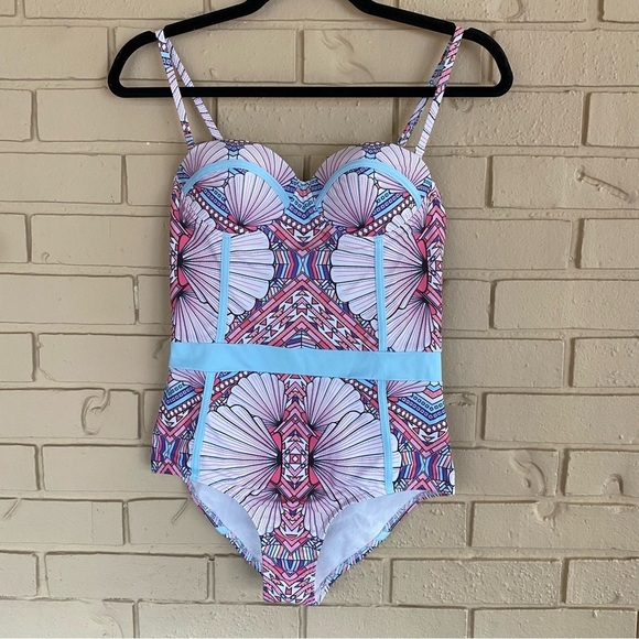 MODCLOTH High Dive Art Deco Women's One Piece Swimsuit Size Small S Beach - Picture 1 of 6